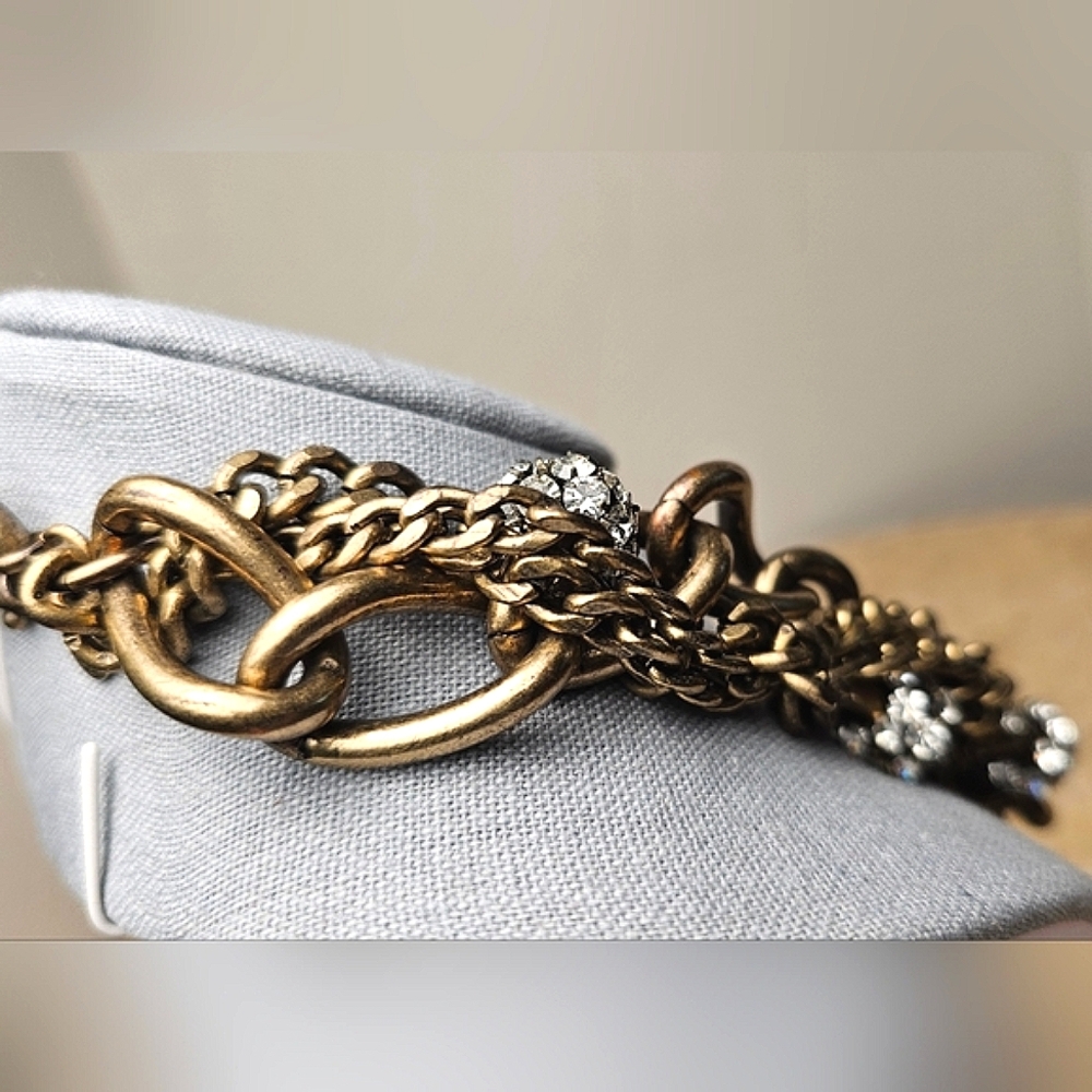 [J. CREW] Chunky Chain Link Crystal Bunches Heavy Statement Necklace - Picture 7 of 16